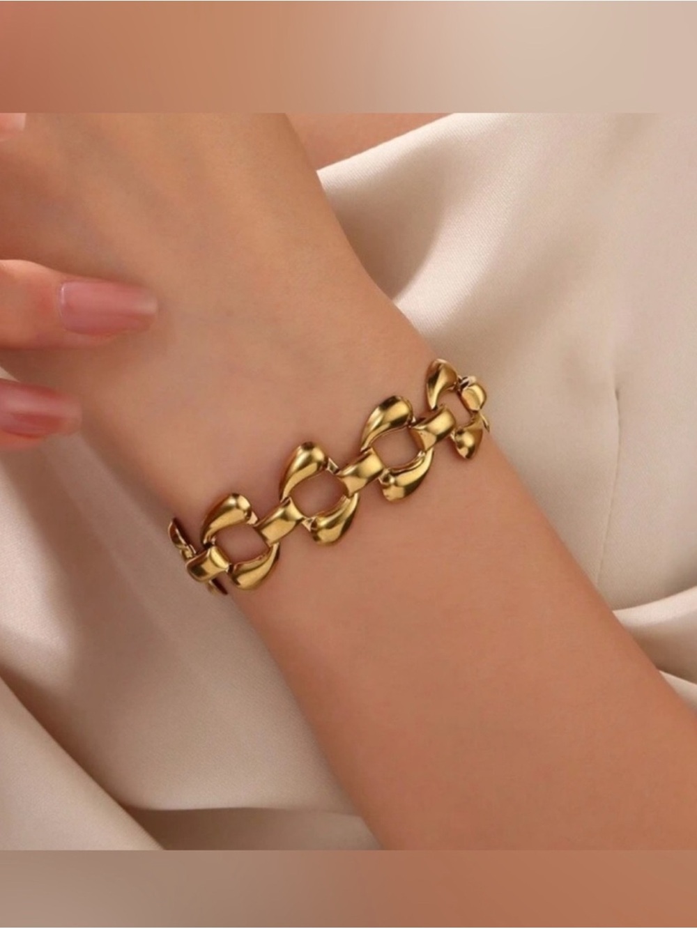 Gold Plated Stainless Steel Chunky Link Bracelet — Modern Statement Piece